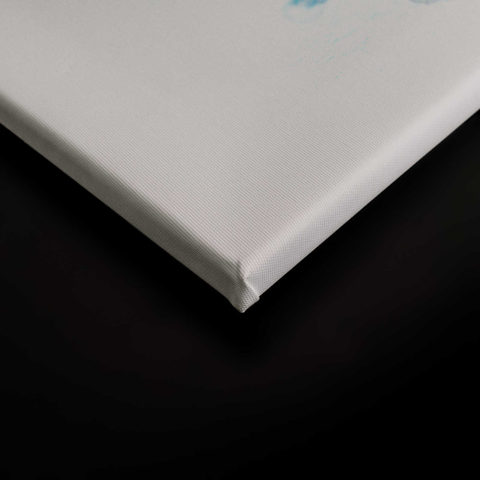             Aquarell Leinwandbild Tintenfleck, Farbverlauf Grau Blau – 0,90 m x 0,60 m
        