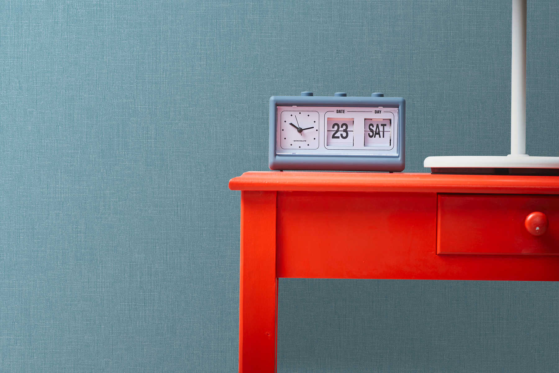             Vliestapete Blau meliert mit Textilstruktur im Bouclé Stil
        