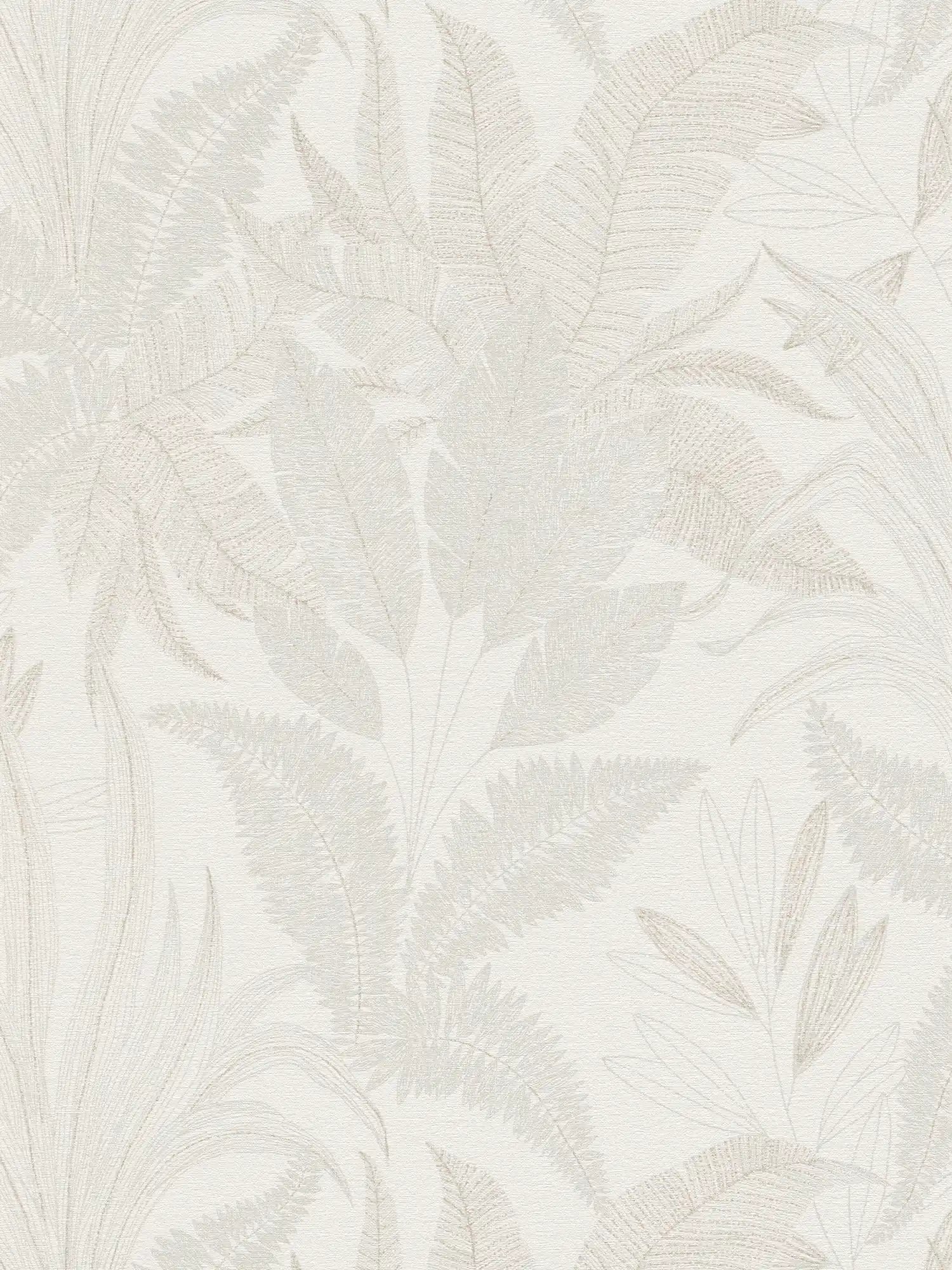         Floral non-woven wallpaper with leaf pattern in soft colours - cream, beige
    