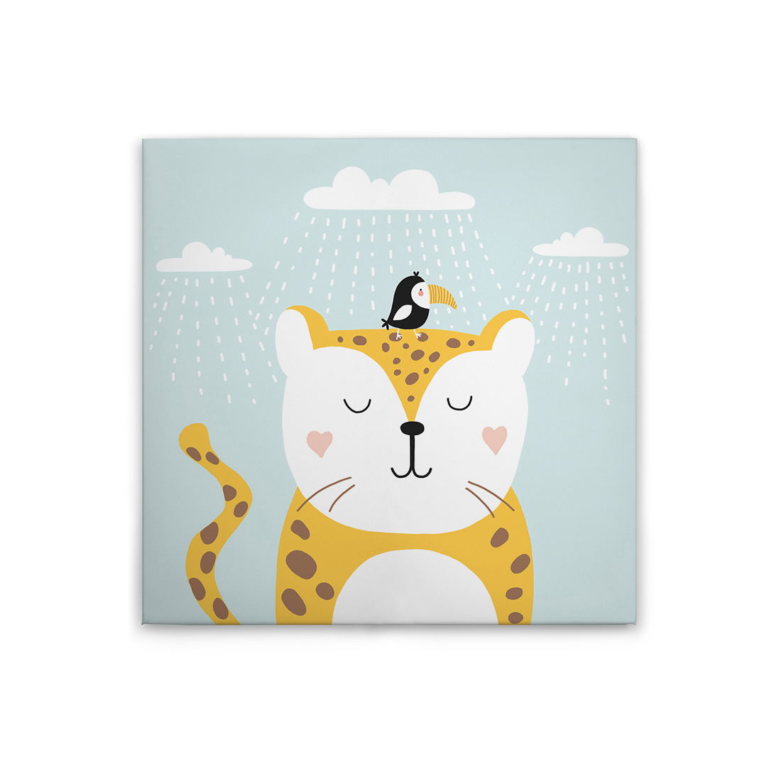             Fröhlicher Gepard - Tierisches Leinwandbild für das Kinderzimmer – 30 x 30 cm - Blau, Gelb
        