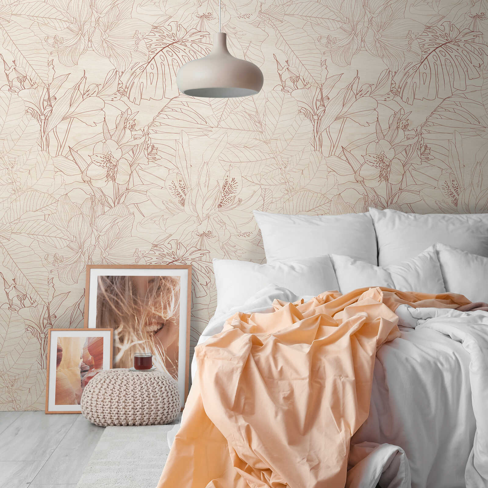 bettwäsche, wandtapete, blumenmuster, kuscheldecke, kissen