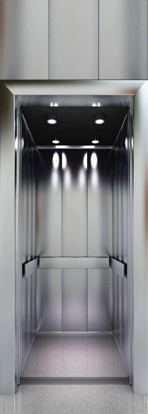 Aufzug, Lift, Aufzugsinnenraum, Metallic, LED-Licht