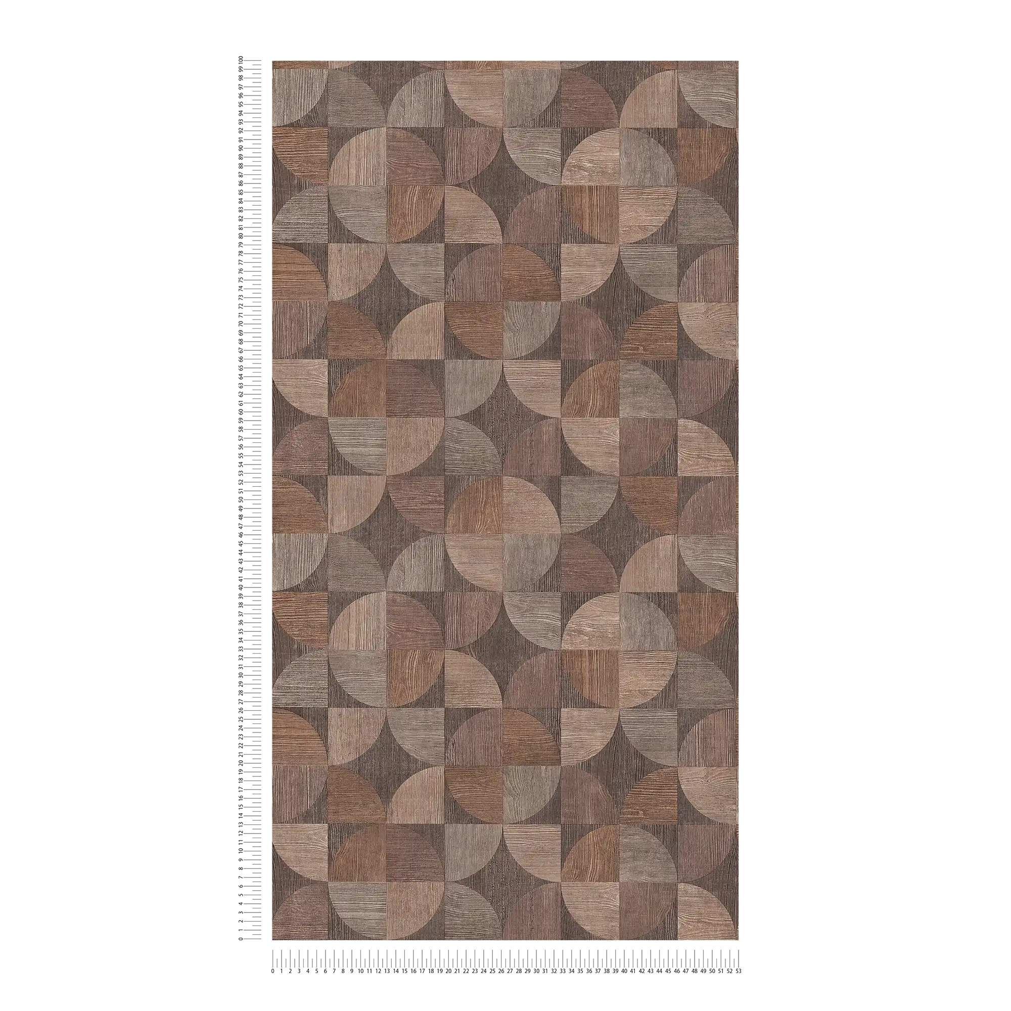 Tapete mit grafischem Muster in Holzoptik – Braun, Beige, Grau