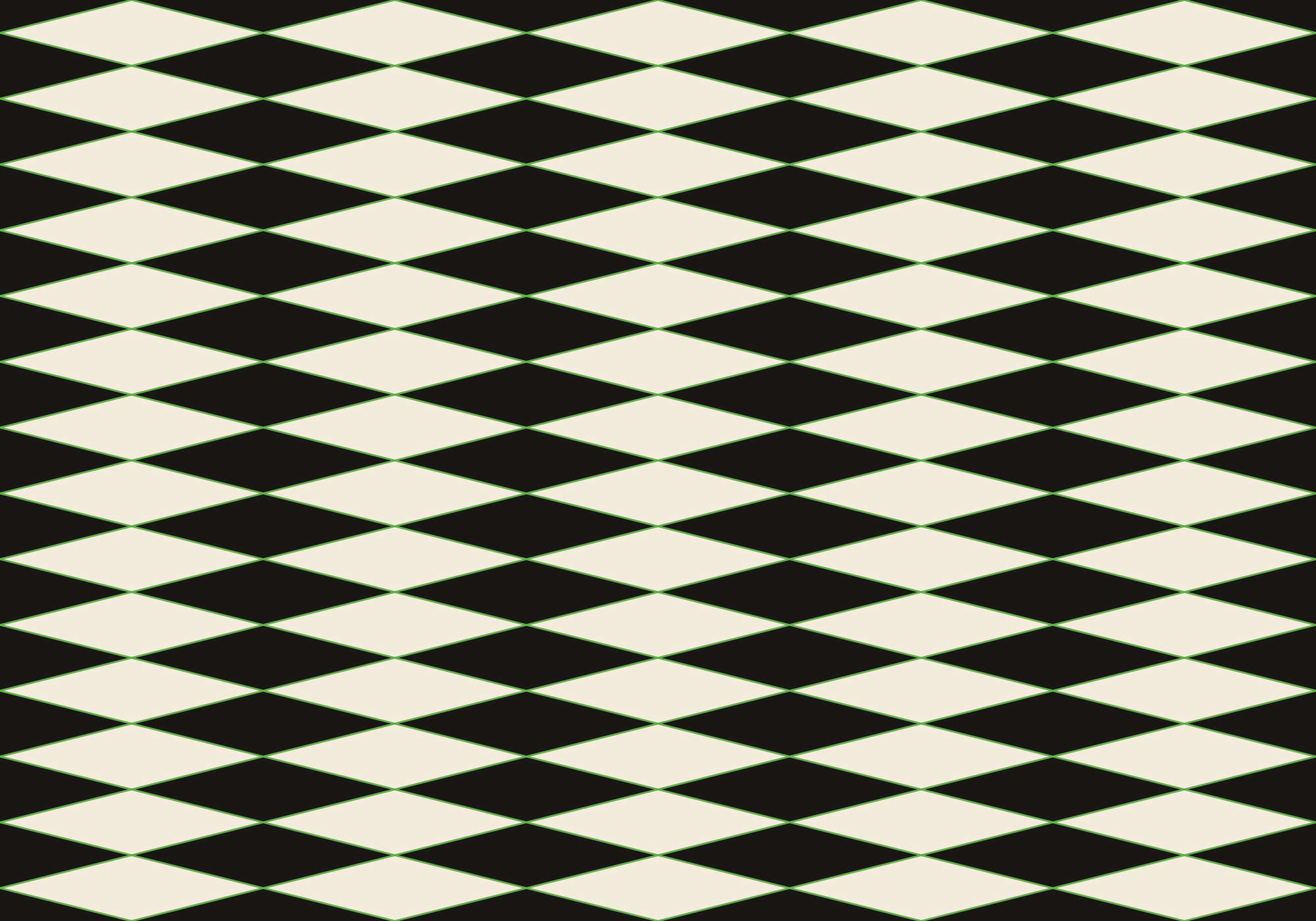             Graphic Wallpaper with Diamonds & Line Patterns - Black, Cream, Green | Premium Smooth Non-woven
        