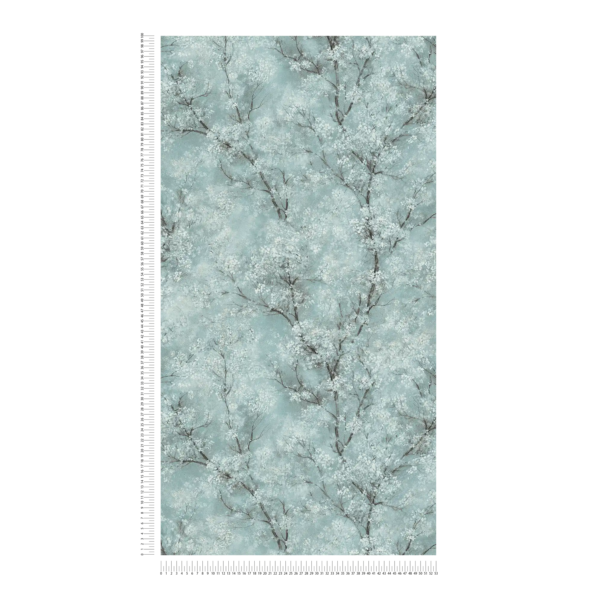             behang kersenbloesem glitter effect - groen, blauw, grijs
        