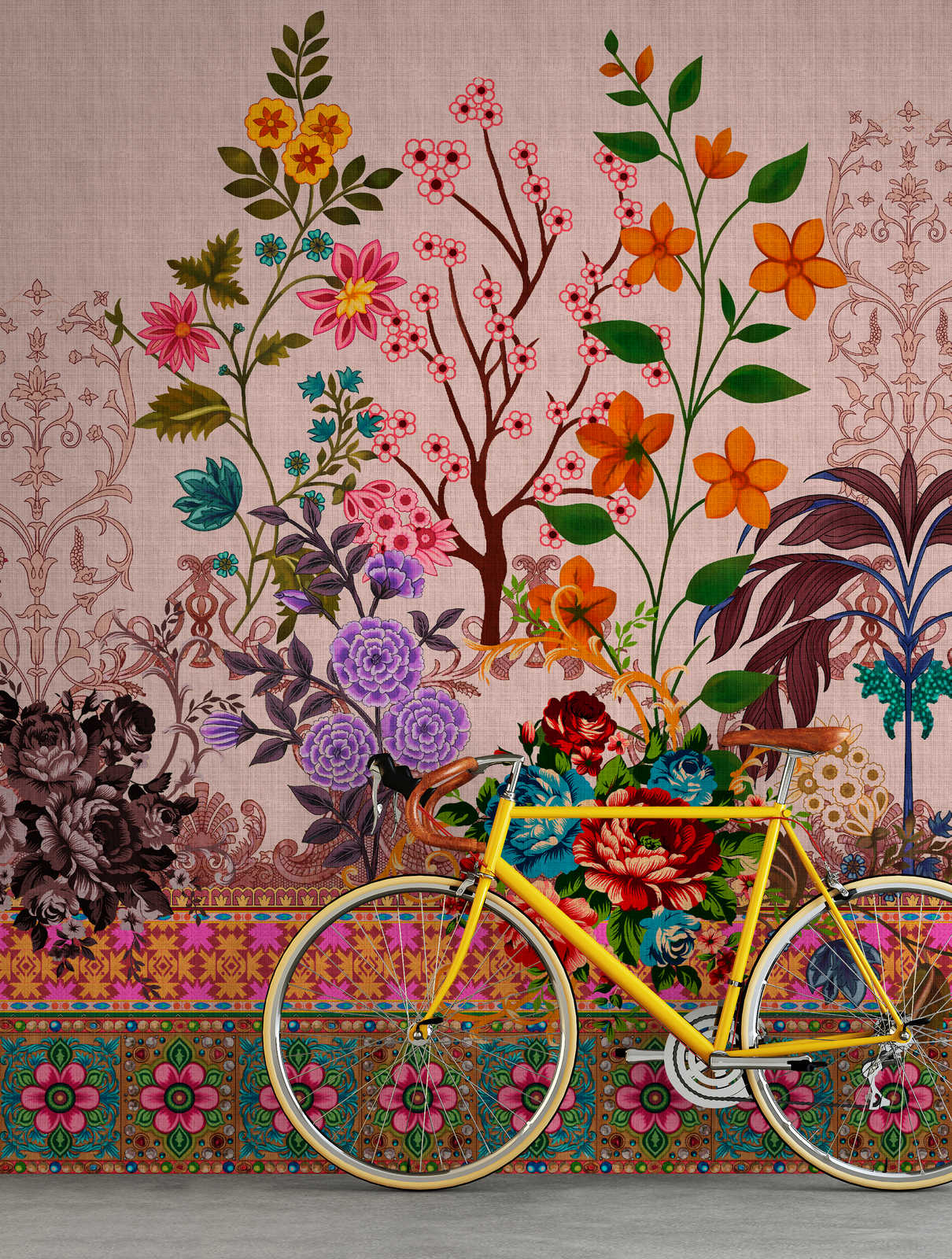 Grafiken, Florales Design, Muster, Fahrrad, Blumen-Arrangement