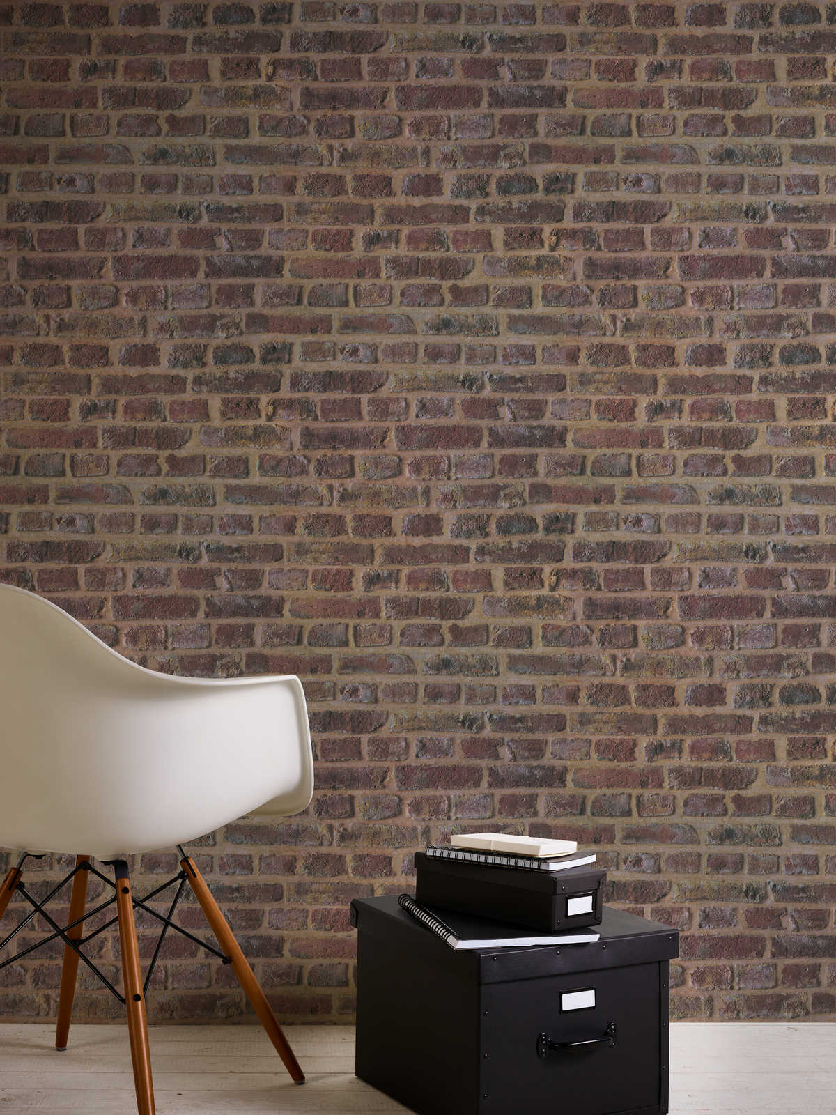             Stone optics wallpaper masonry in used look - brown
        