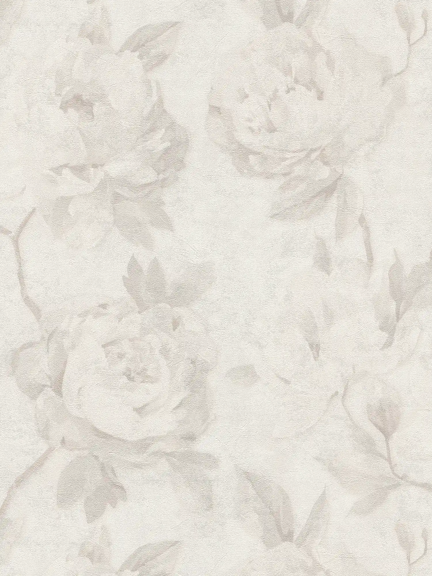         Elegant rozenbloesem Vliesbehang met een matte textuur en harmonieuze glans - grijs, wit
    