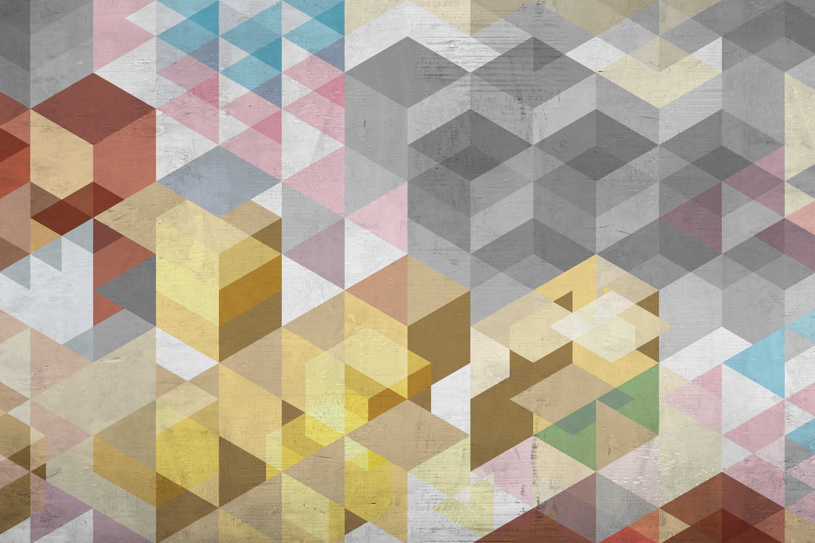             Leinwandbild Rauten, bunt & geometrisch, Used-Look – 0,90 m x 0,60 m
        