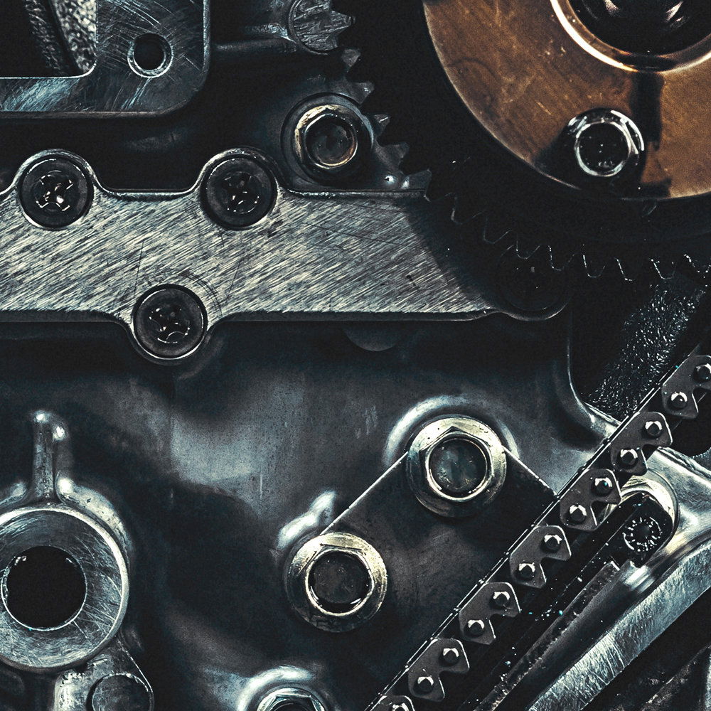             Urban Loft Vliestapete – Fototapete mit Motor Details und 3D Effekt – Grau, Schwarz
        