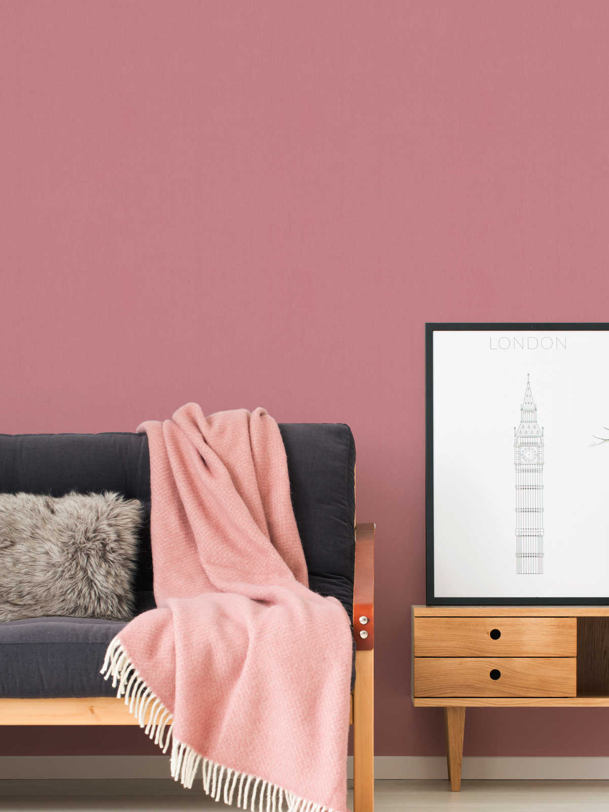             Tapete Altrosa uni, matte Oberfläche & Textilstruktur – Rosa
        