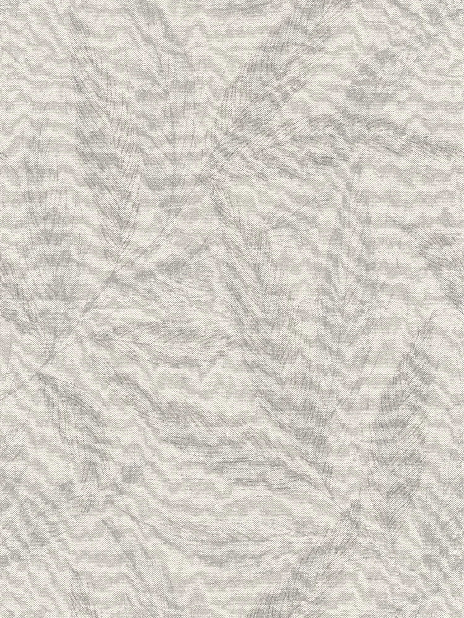         Non-woven wallpaper with soft feather pattern and silver gloss effects - grey, white, beige
    