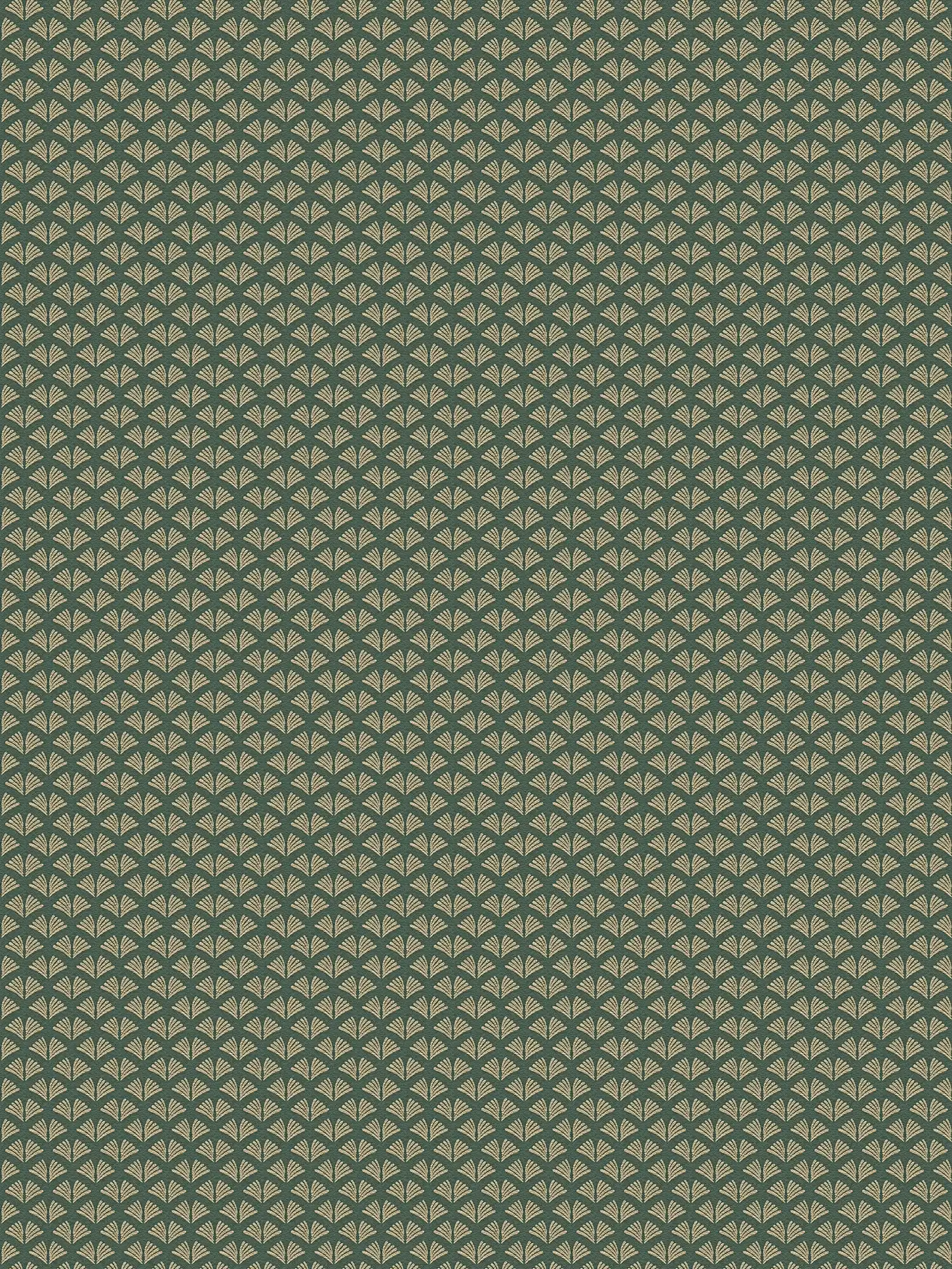 Tapete Dunkelgrün mit Gold Muster im Retro Stil – Grün, Metallic