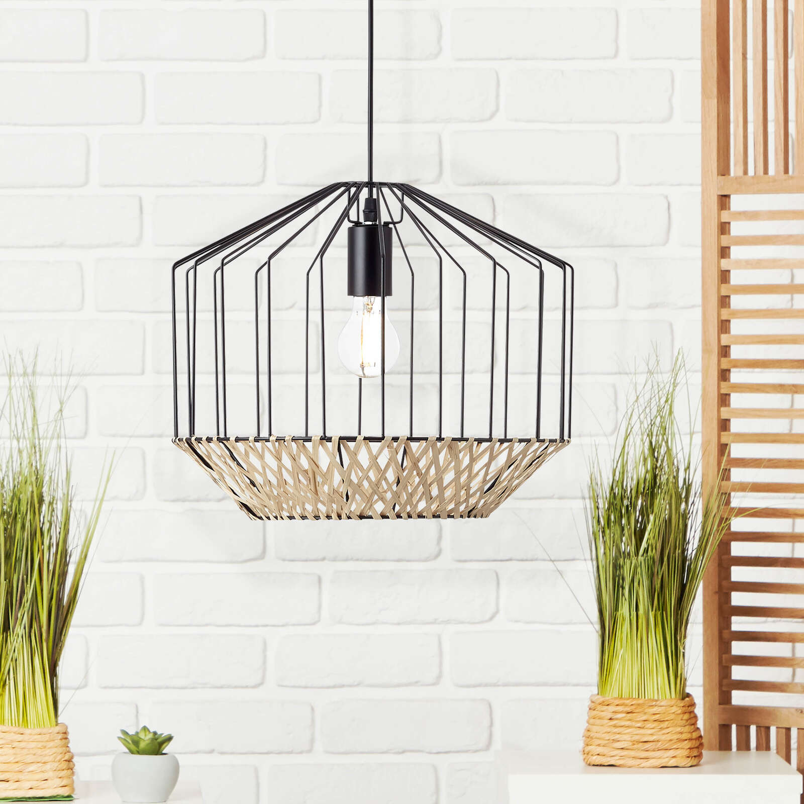             Bamboo pendant light - Pauline - Brown
        