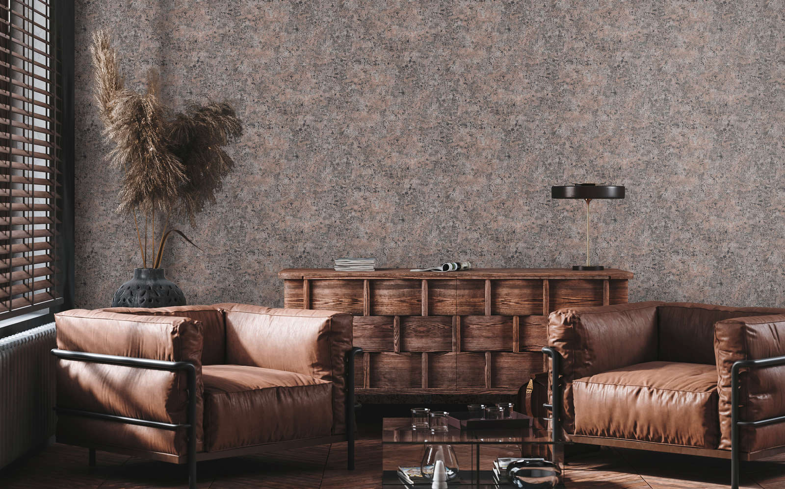             Metallic Vliestapete im Used-Look glänzend – Bronze, Schwarz, Silber
        