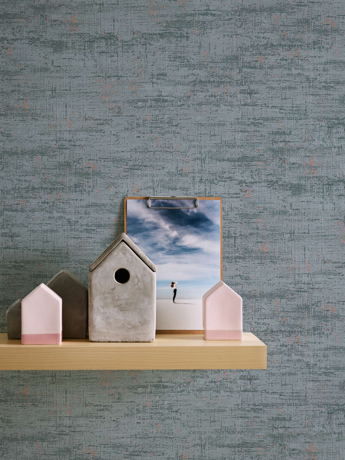             Used Look Tapete mit metallischen Effekten – Grün, Gold
        