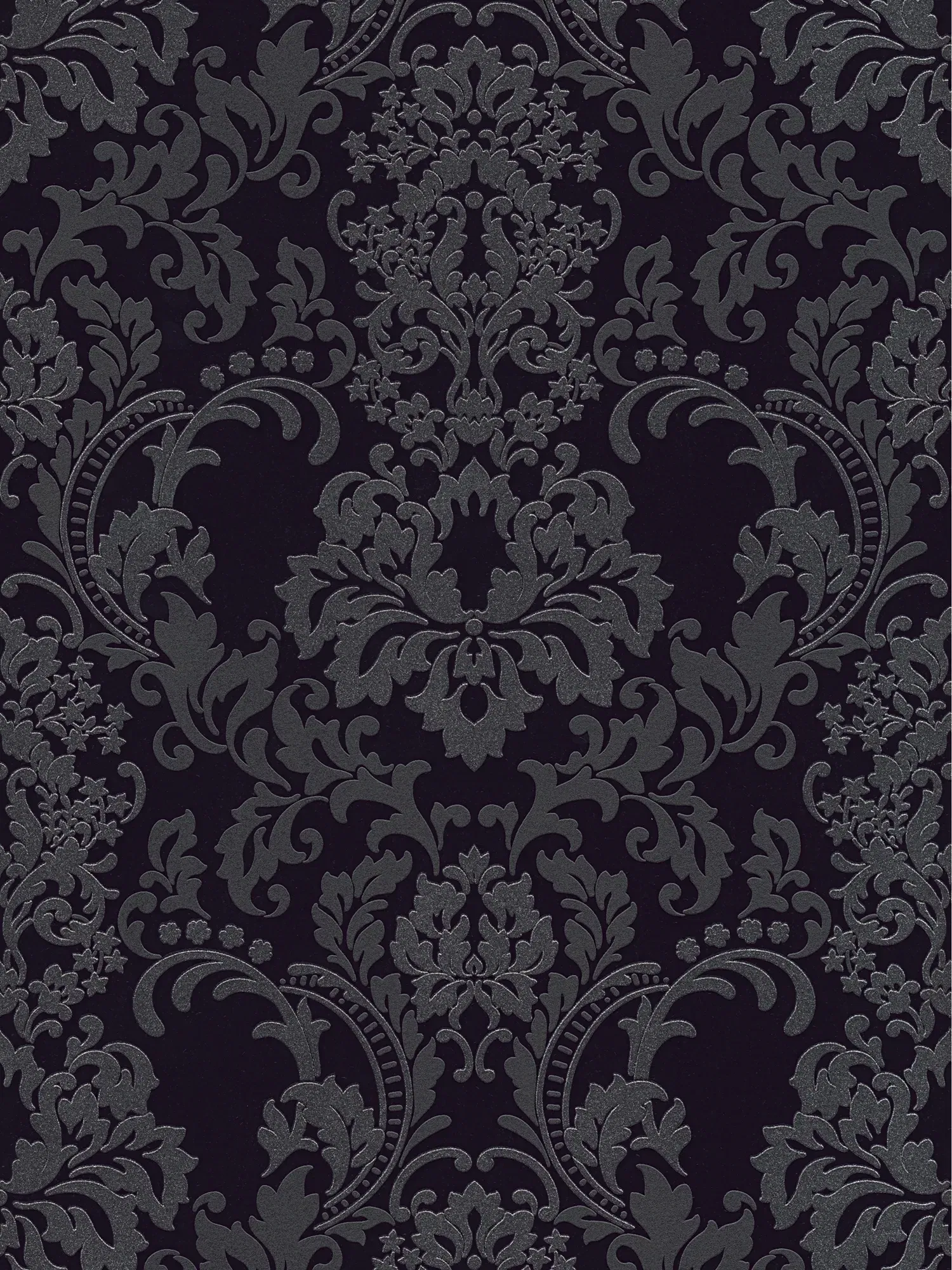         Barok behang met glittereffect - zwart
    