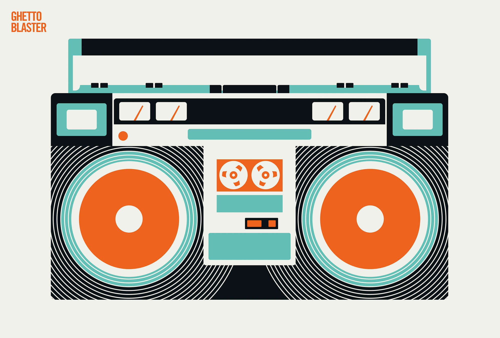 Boombox, Hi-Fi, Kassette, Retro, Illustration