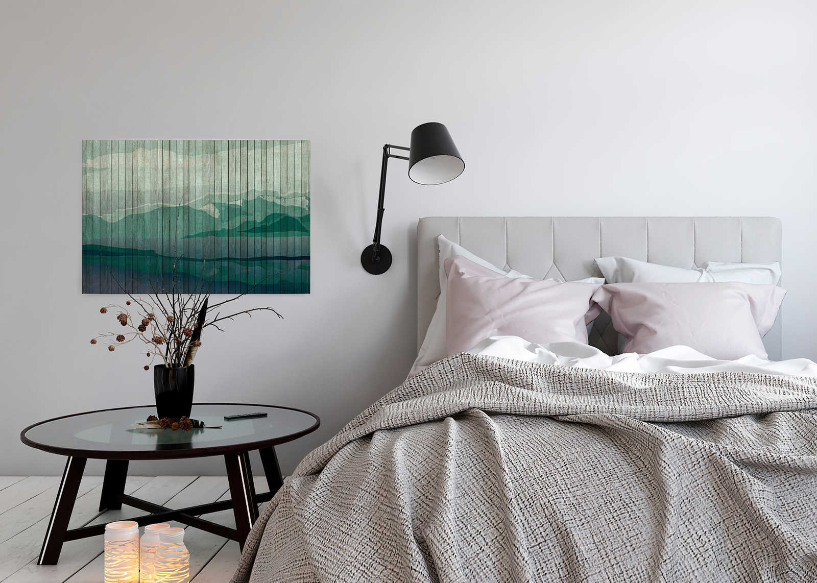             Mountains 3 - modernes Leinwandbild Berglandschaft & Bretteroptik – 0,90 m x 0,60 m
        