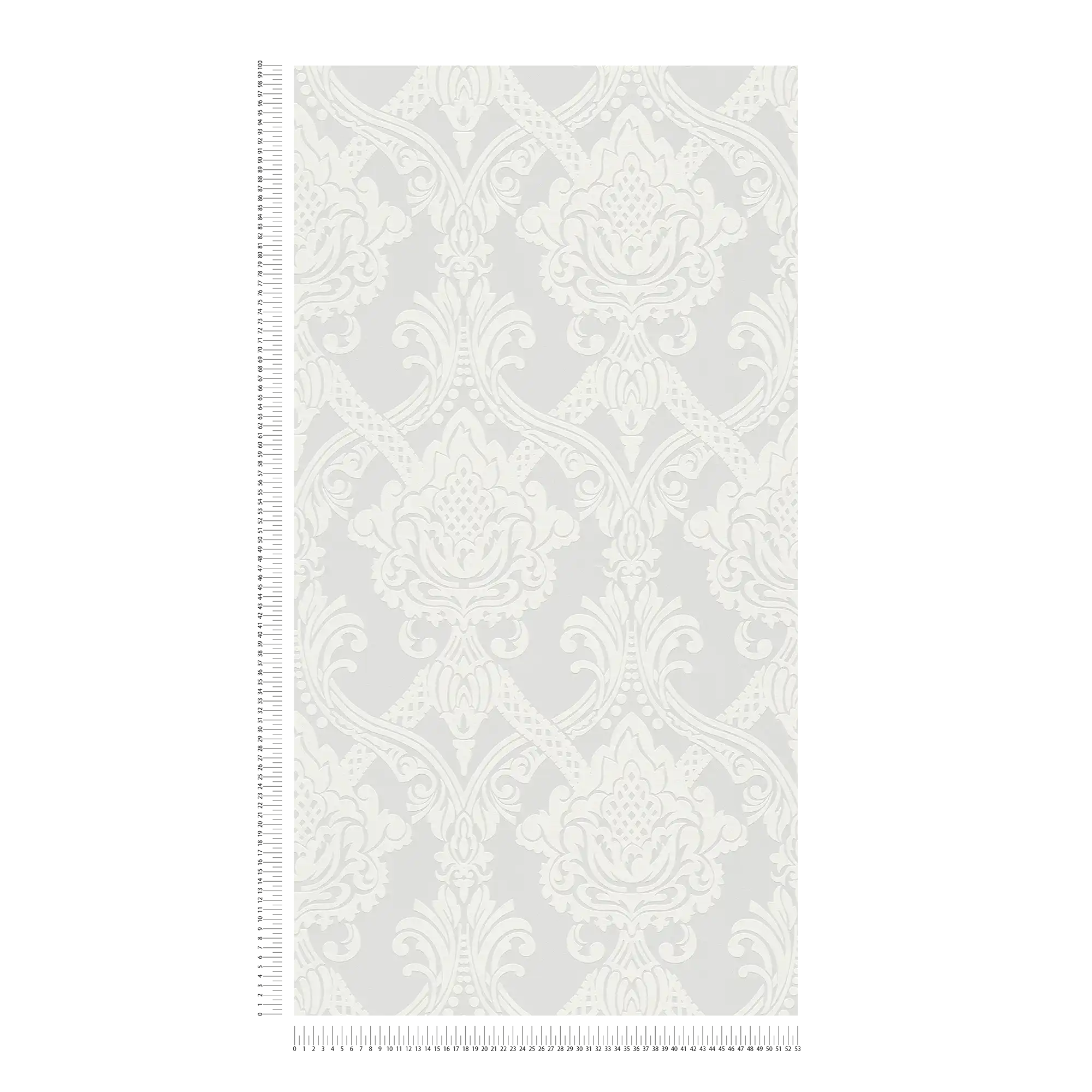 Weiße Tapete Barock Design mit Metallic-Effekt