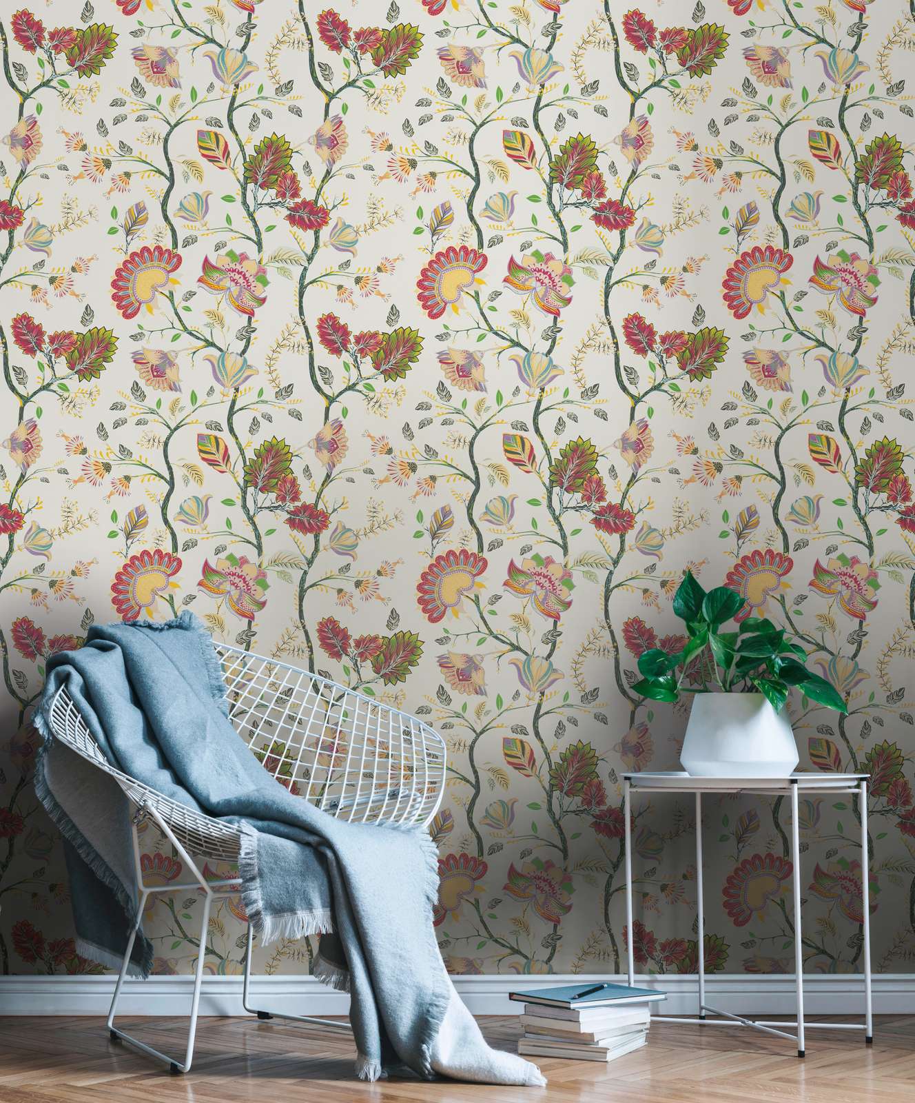 Innenraumtapete, Blumenmuster, Vinyltapete, Pastellfarben, Wanddekoration