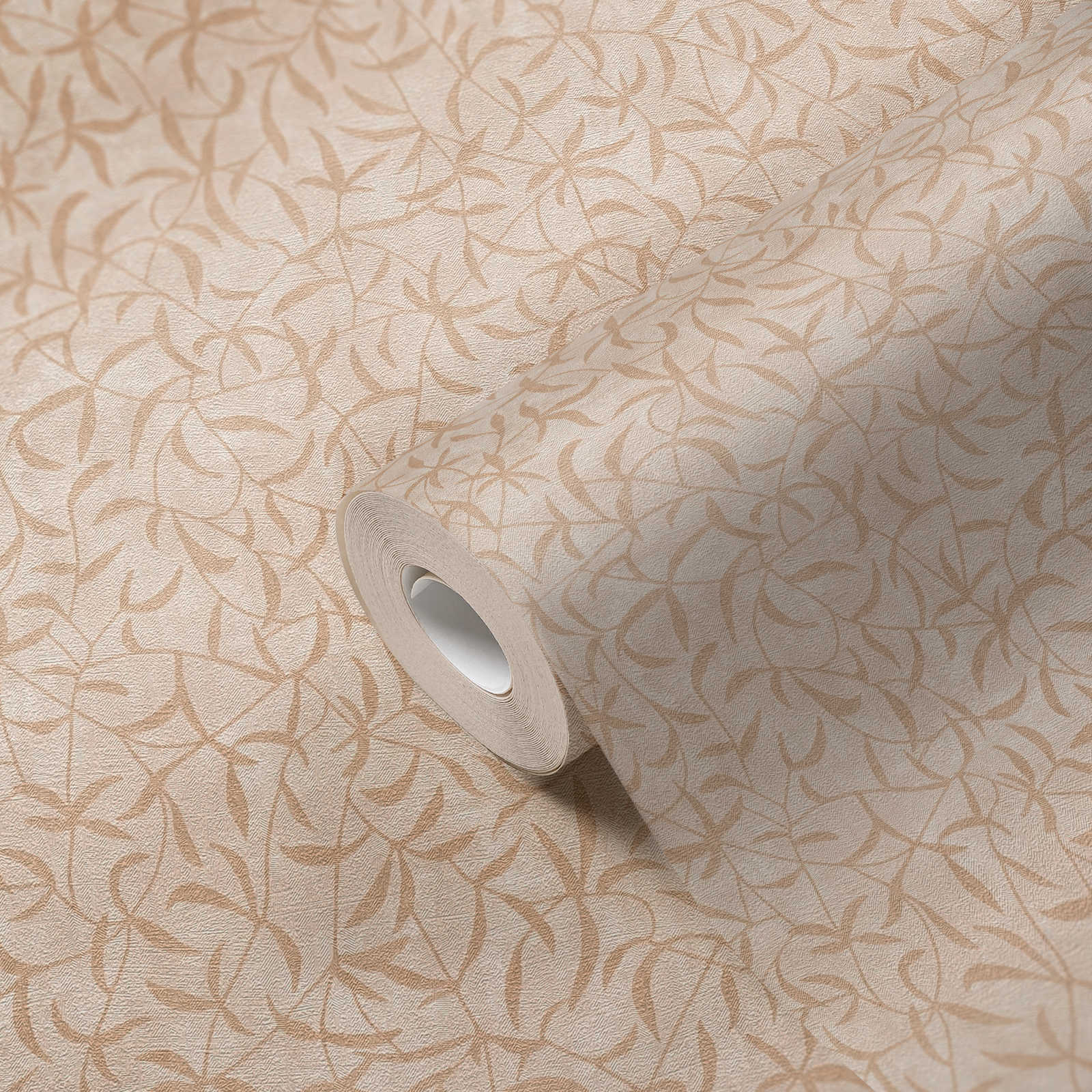             Florale Vliestapete mit Zweigen und Blüten – Creme, Beige
        