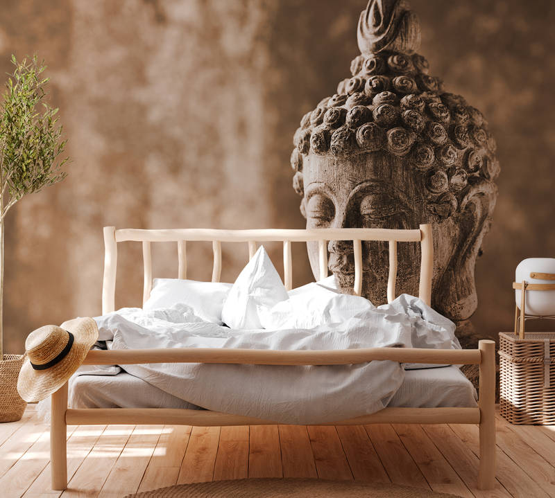             Photo wallpaper Asian Stone Sculpture - Brown, Grey
        