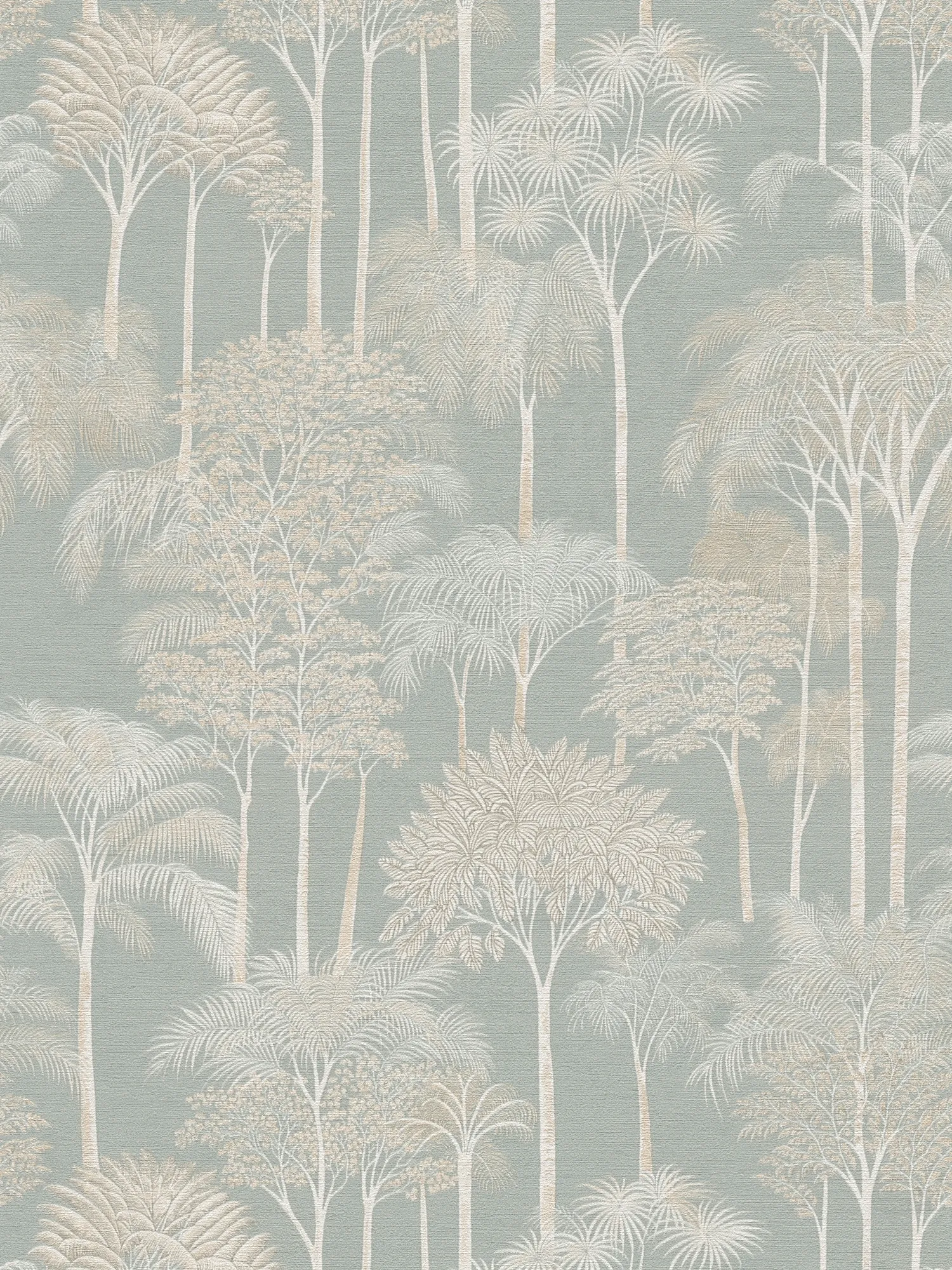        Vliestapete im tropischen Look mit eleganten Palmenstrukturen leicht glänzend leicht strukturiert – Creme, Grün, Weiß
    