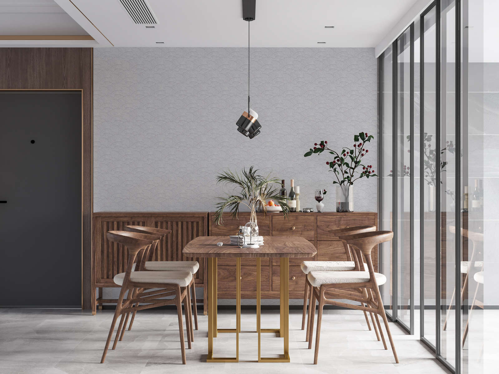             Vliestapete mit abstrakten Muster – Silber, Weiß, Metallic
        