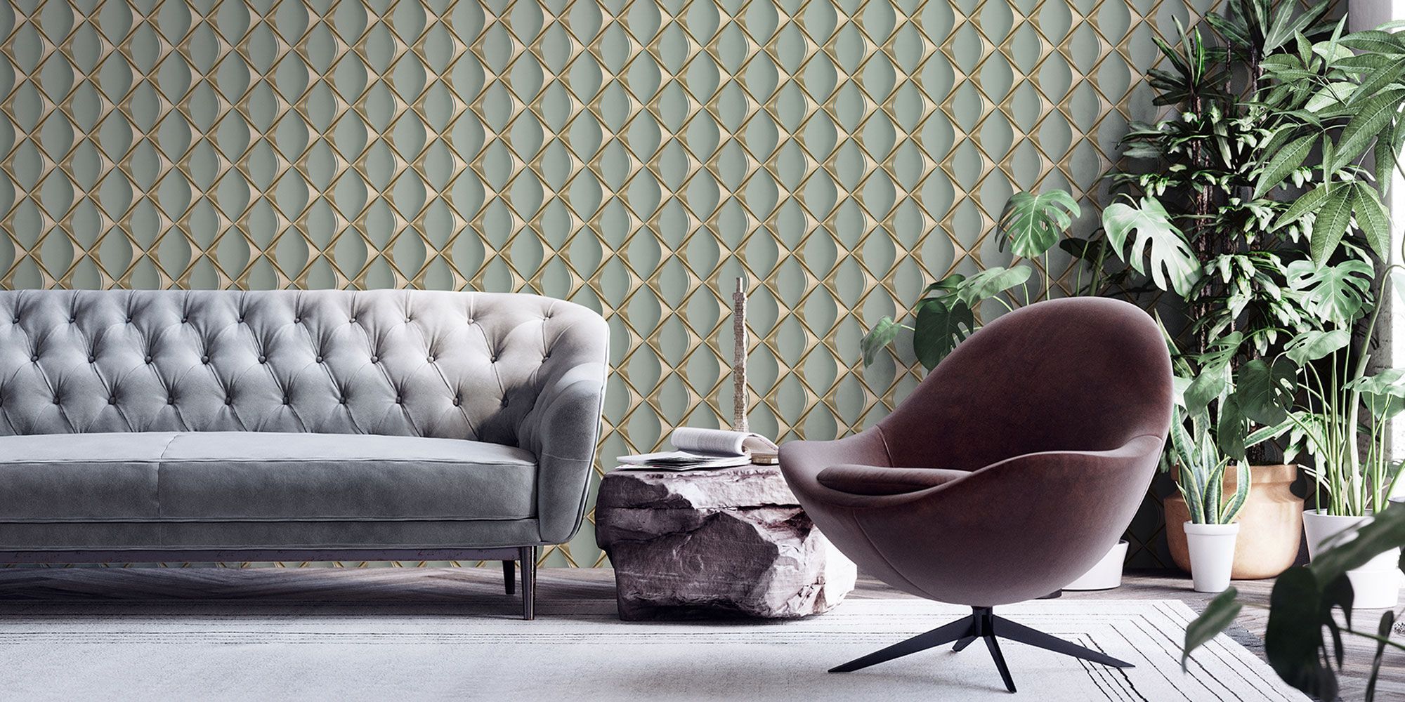 Tapete Grafische Rauten Grün Teaser