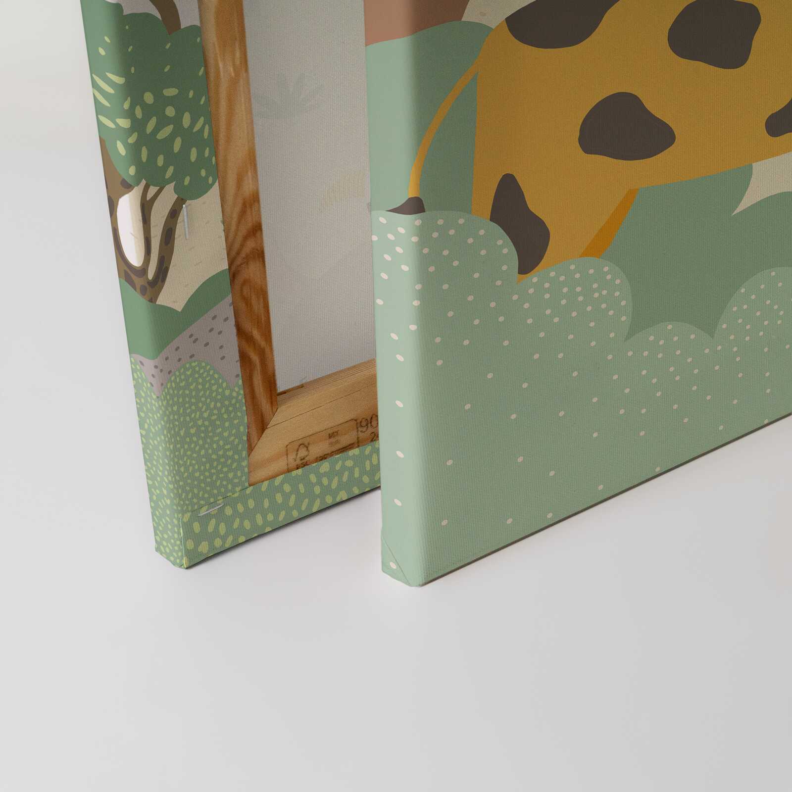             Dschungeltiere in Harmonie - Leinwandbild für Kinder – 30 x 45 cm - Grün, Braun
        