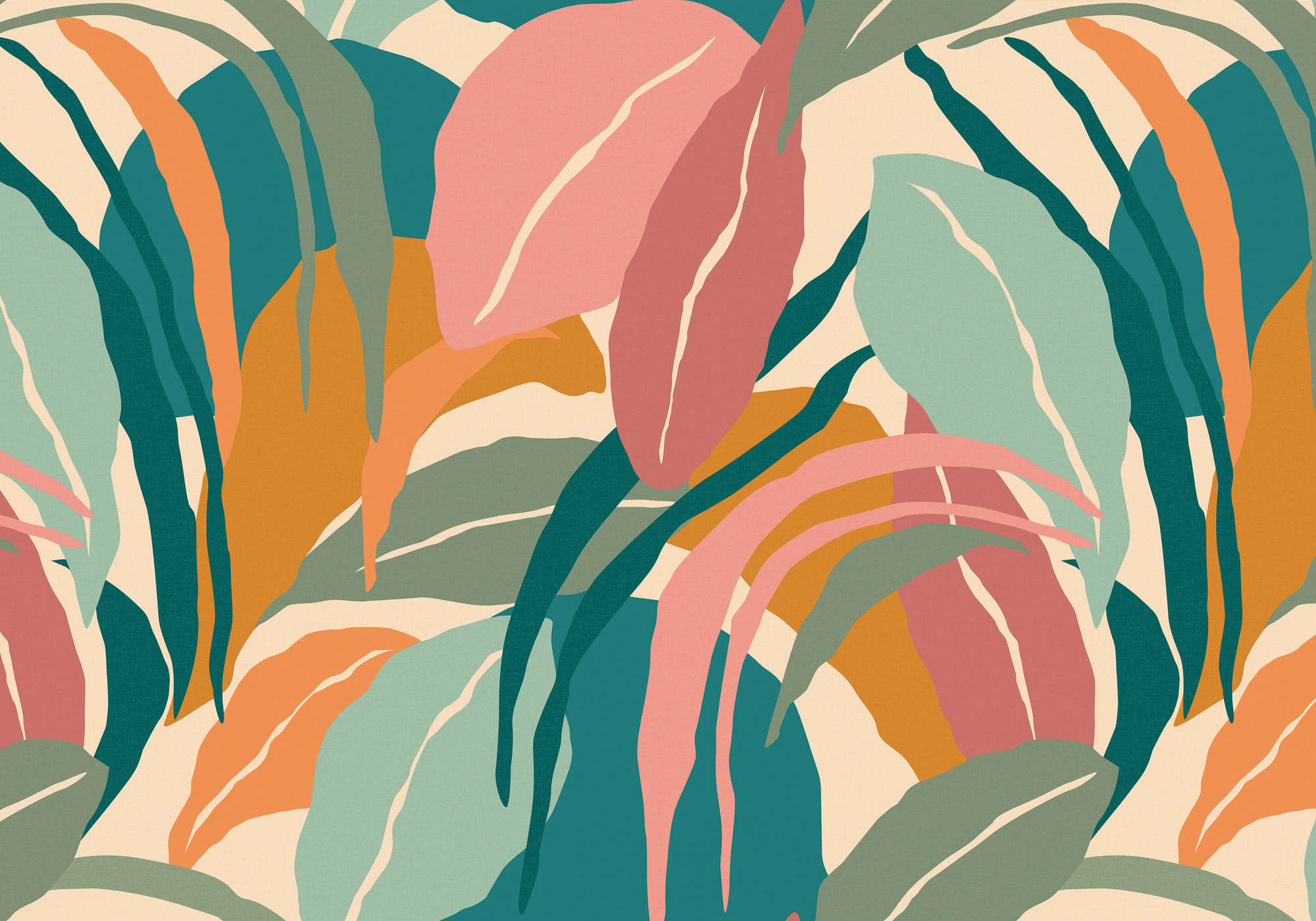abstrakt, laubwerk, blatt, muster, bunt