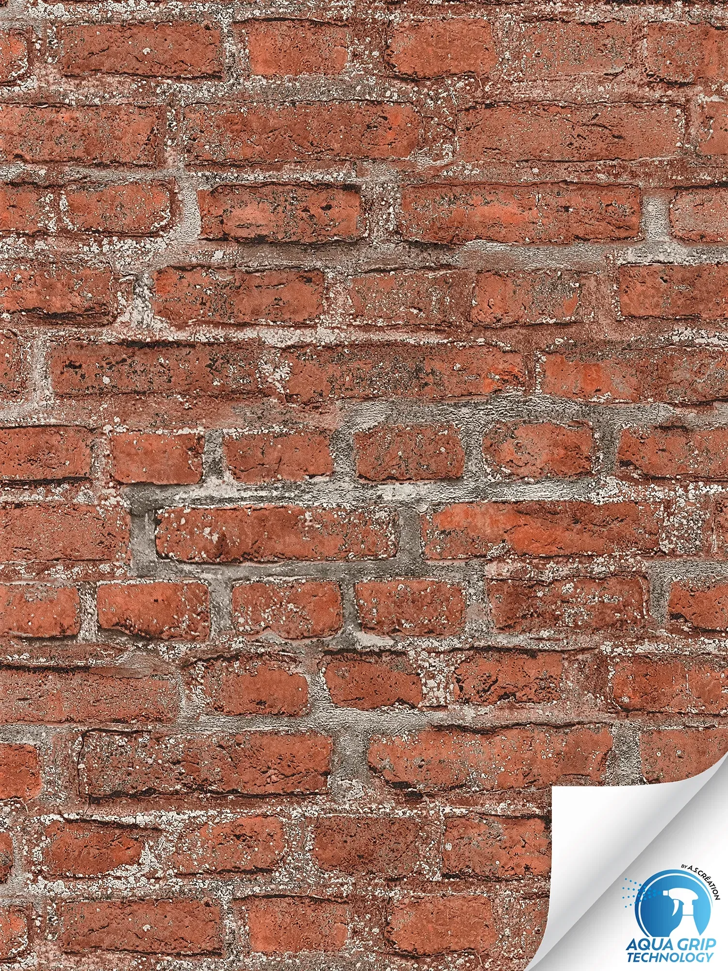         papier peint en papier intissé clinker, style industriel, aspect 3D et structure grossière - Water. Fixe. Prêt à l'emploi. - rouge, gris, multicolore
    