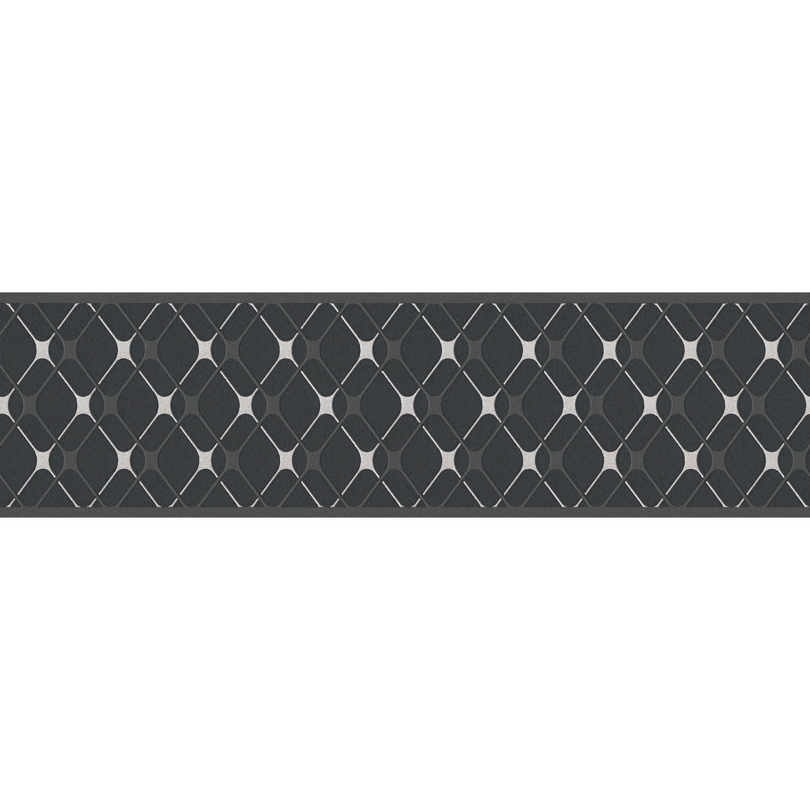         Bordure de papier peint autocollante avec motif en losange - noir, blanc
    