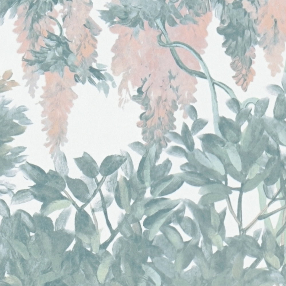             Vliestapete im Dschungelstyle mit Bäumen – Bunt, Grün, Weiß
        