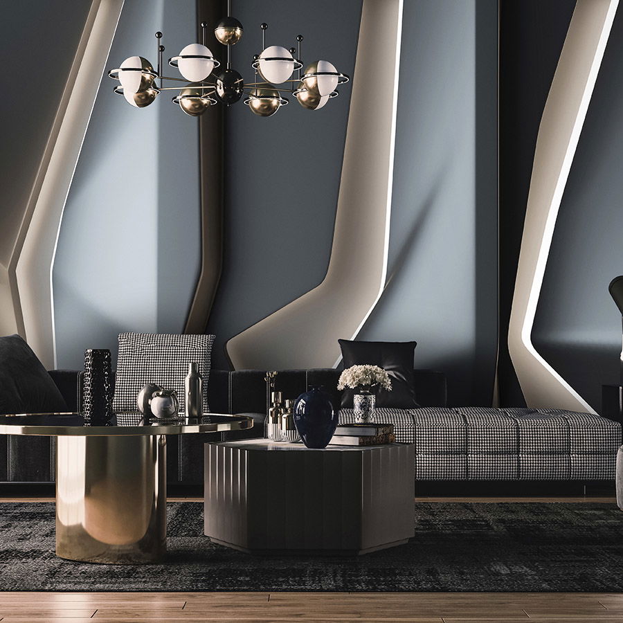         platinum 2 - papier peint »avec architecture futuriste de lignes - intissé premium lisse et légèrement brillant
    