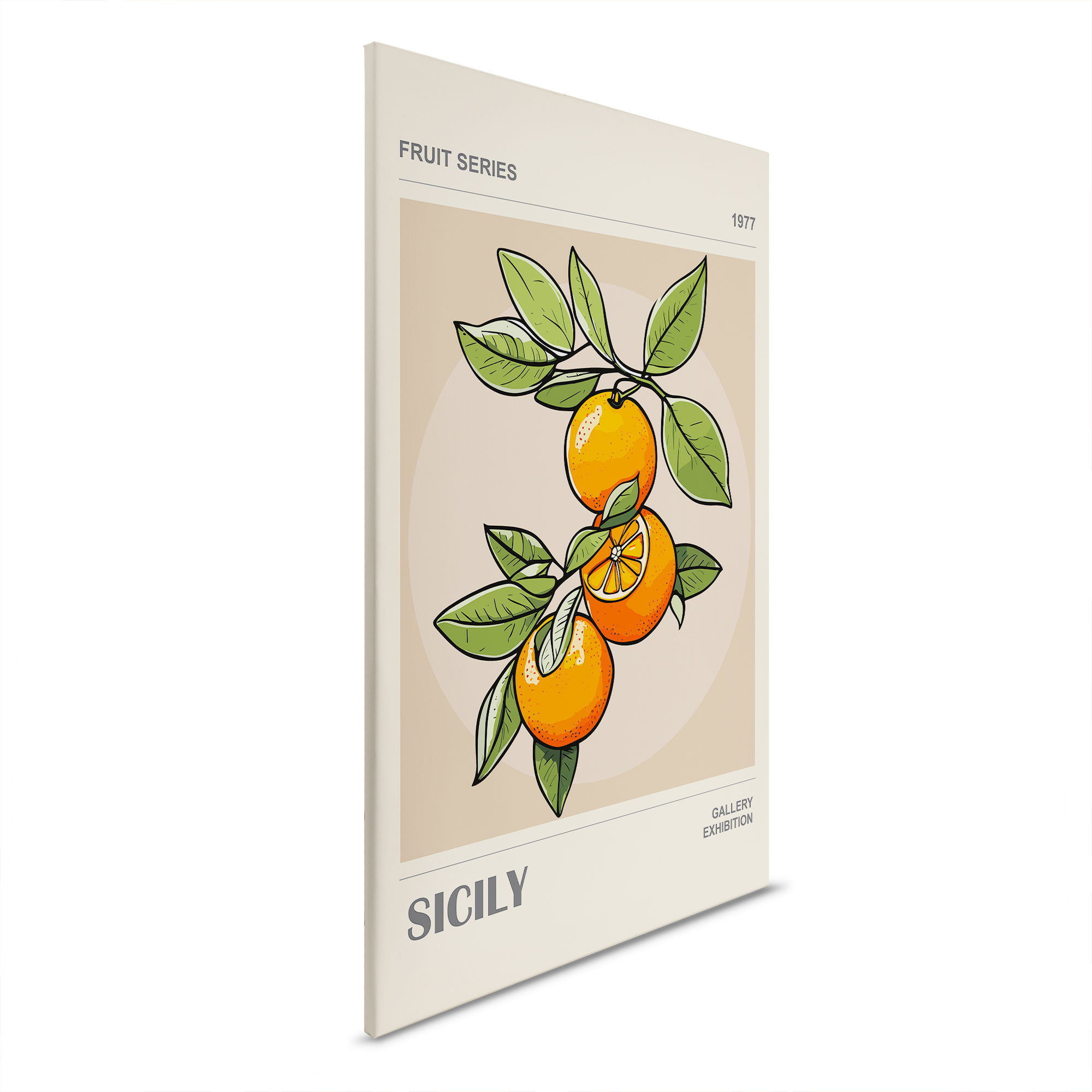         Canvas schilderij - Siciliaanse sinaasappels - 30 x 45 cm - Beige, Groen
    