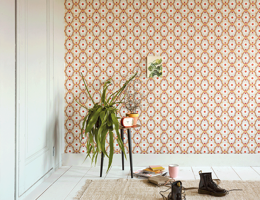 Vintage Wallpaper red orange