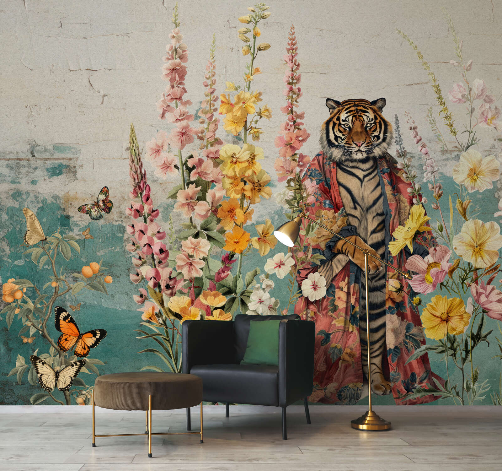 Kunst, Malerei, Tiger, Tierwelt, Mauer