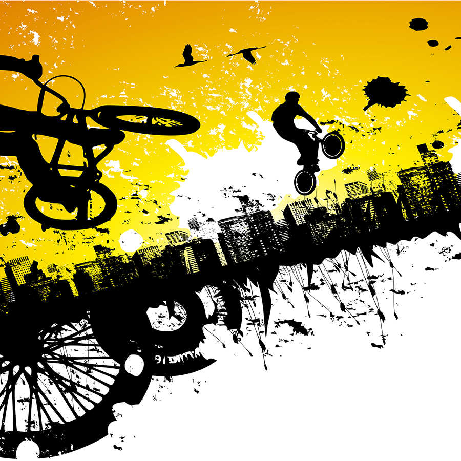 bmx bike, Fahrrad, Silhouette, Stadtansicht, Sport