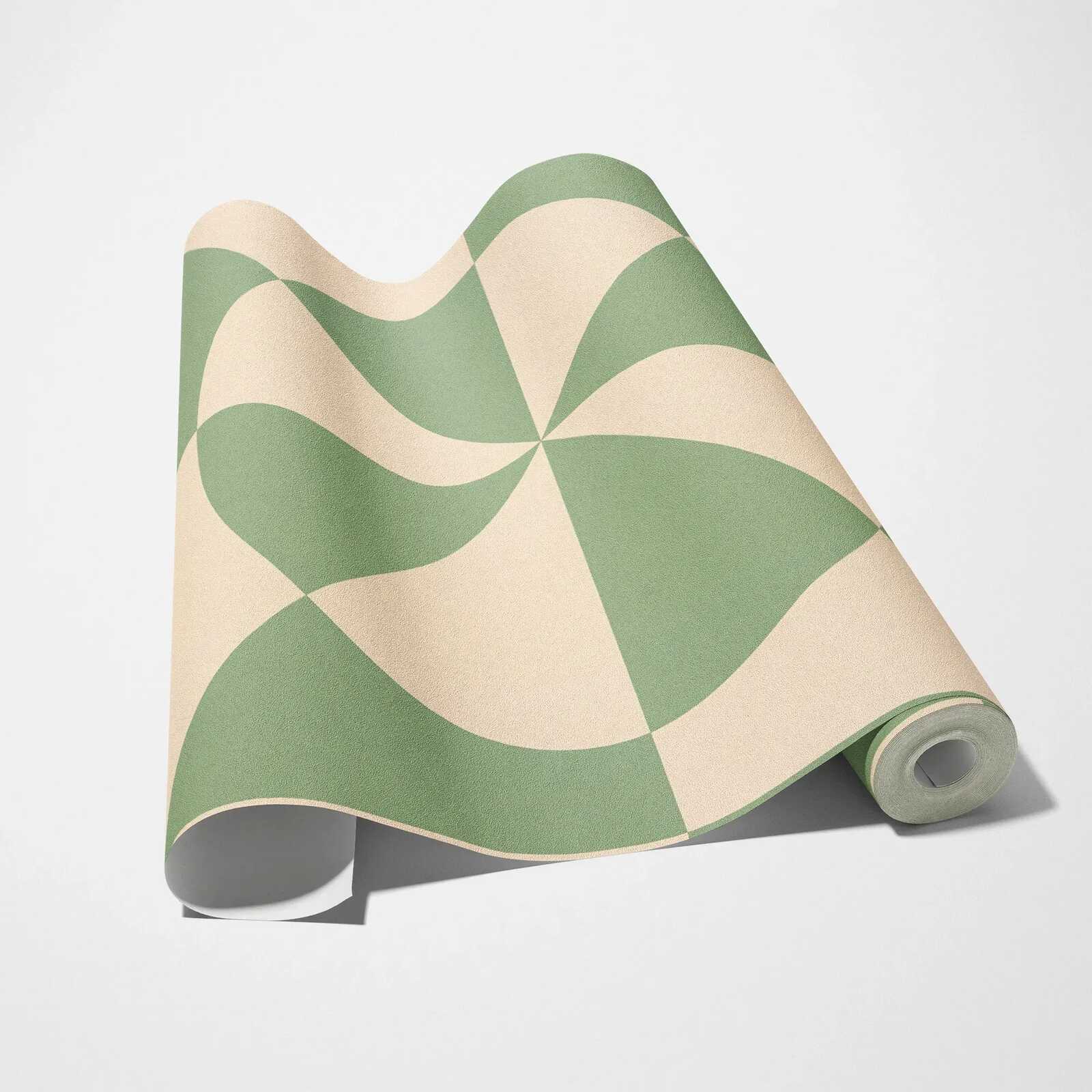 Vliestapete mit Kreismuster &amp; geometrischen Formen – Beige, Grün