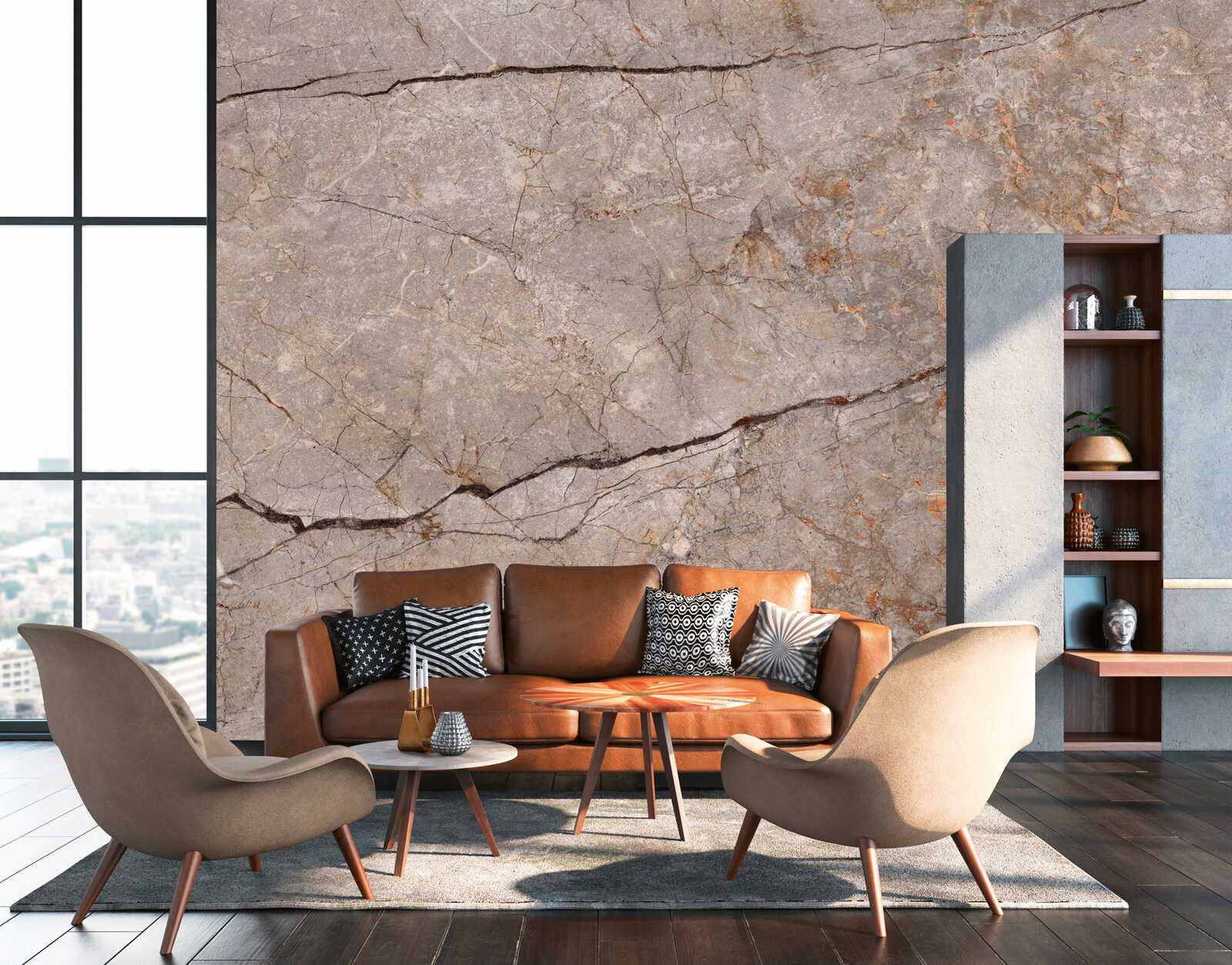         papier peint en papier panoramique 3D aspect marbré élégant - papier peint intissé au design classique de pierre - multicolore
    