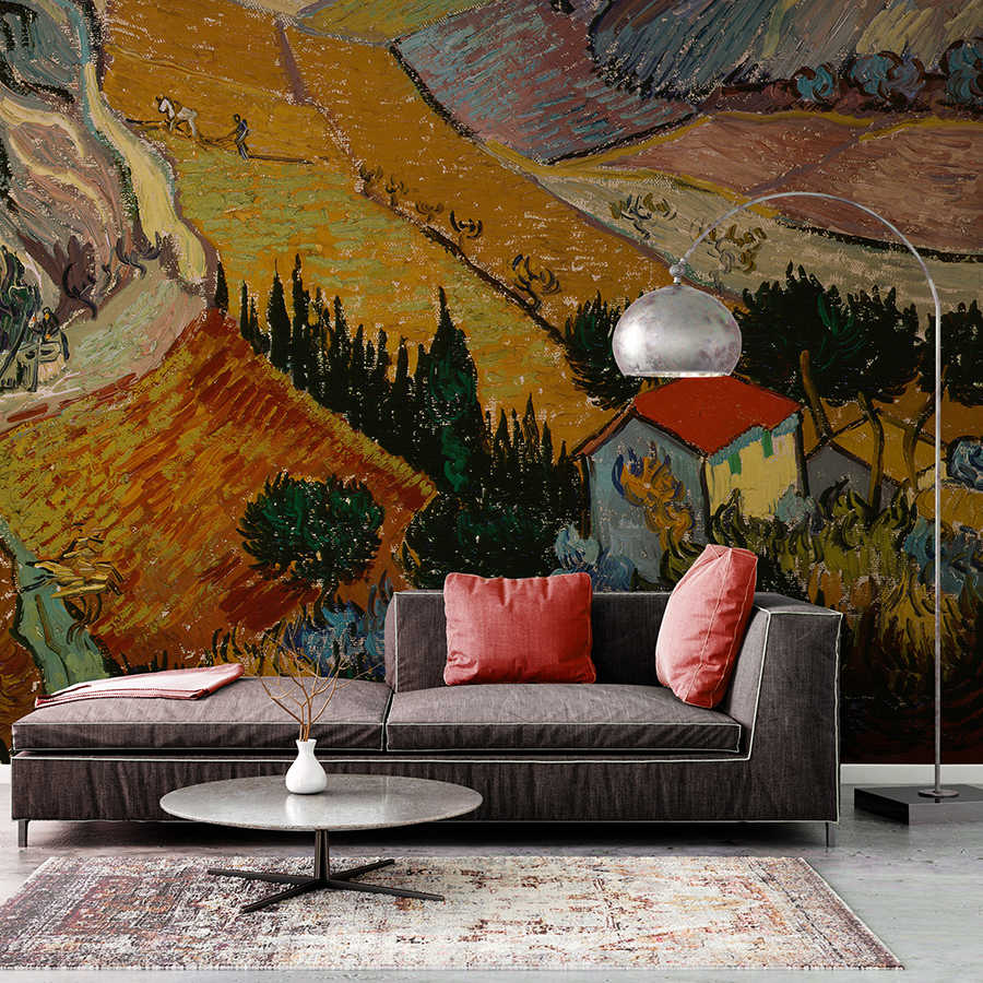 tapestry, wandteppich, landschaft, sofa, wohnzimmer