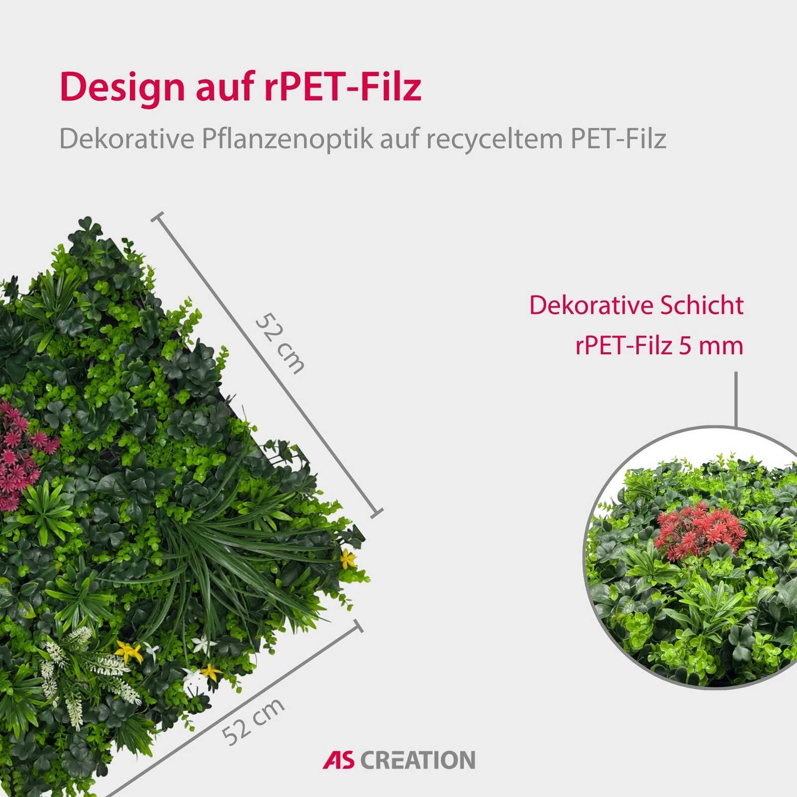 pflanzenwand, grünpflanze, dekor, künstliche pflanzen, rPET-Filz