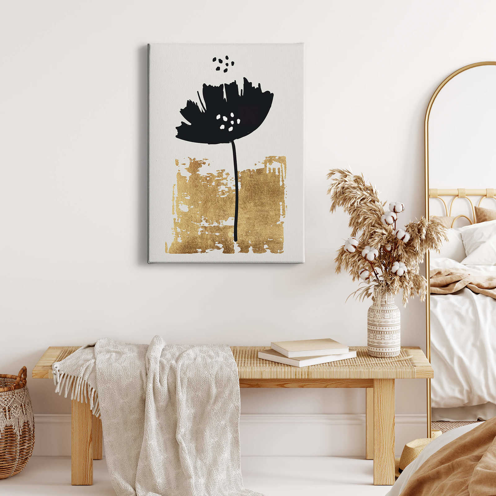             Canvas print 'Black flower' by Kubistika – gold, black
        