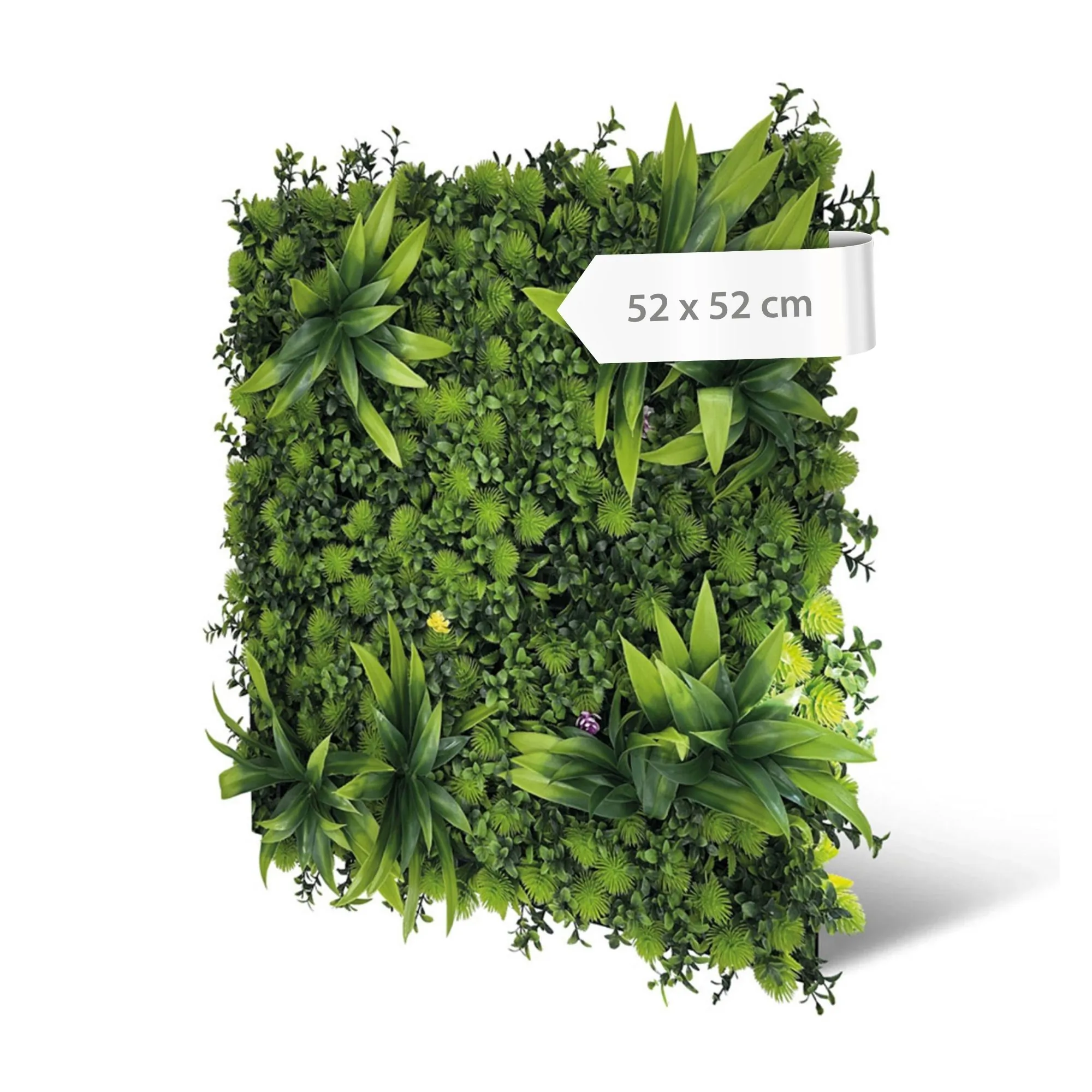 Wall panel with artificial plants in a tropical mixed-flora design, 52 x 52 cm – green