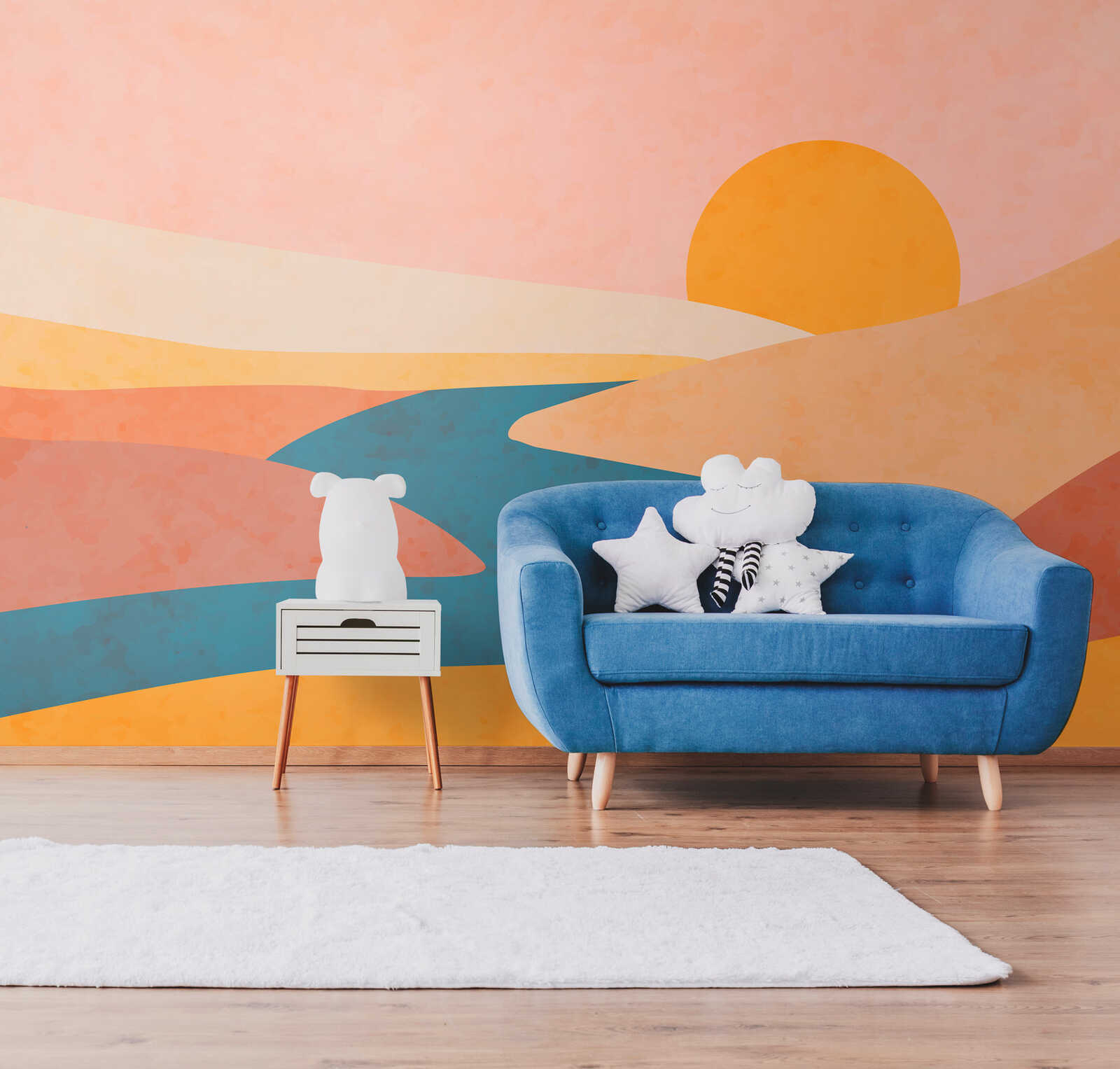         papier peint en papier artistique scènes pastel du désert - papier peint intissé abstrait coucher de soleil - multicolore
    