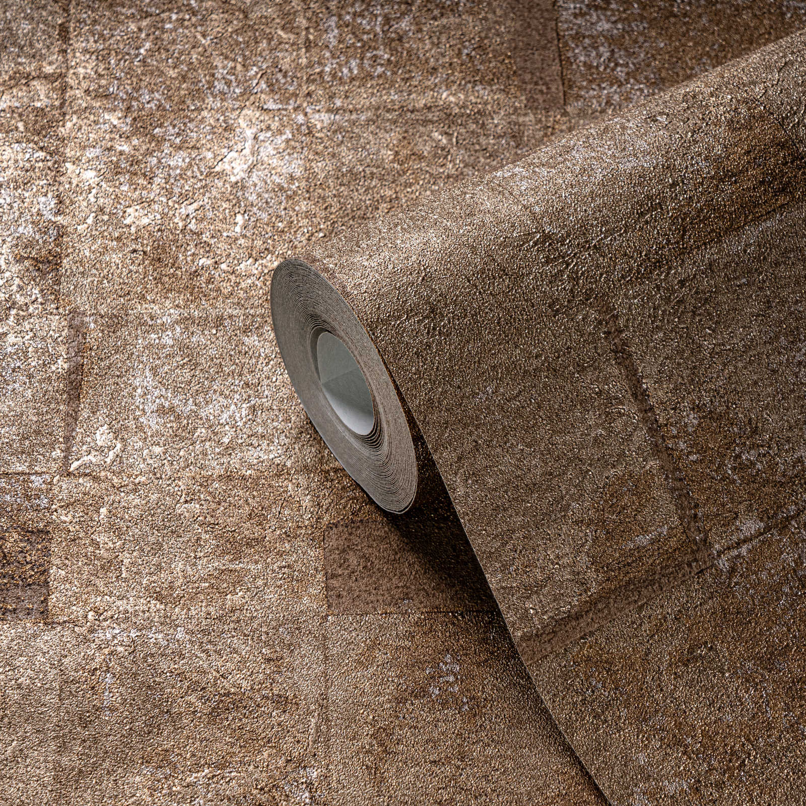             papier peint en papier intissé structuré aspect carrelage avec effet métallisé - or
        