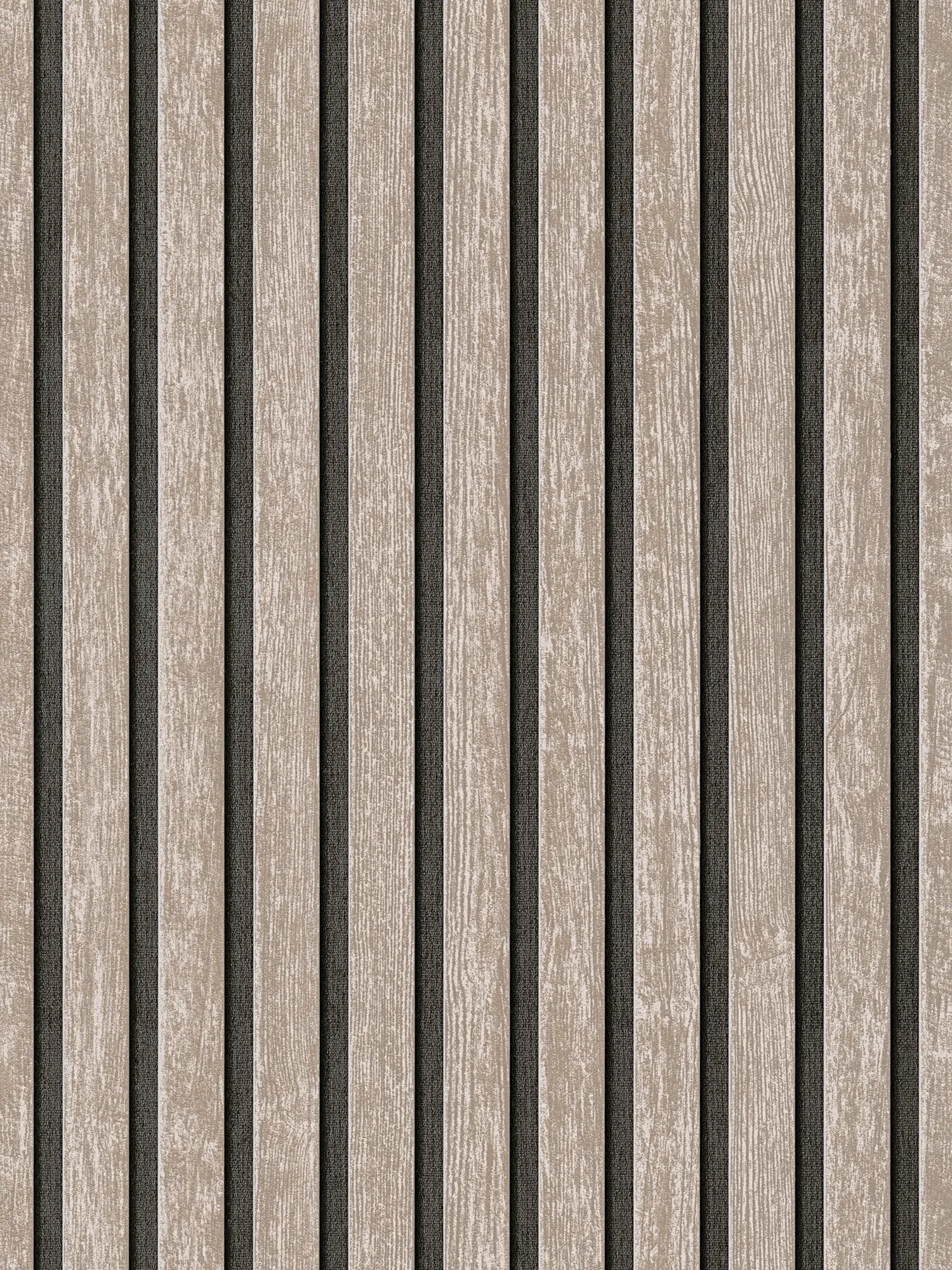 Acoustic panels as non-woven wallpaper - wood stripe look in a timeless trend design - beige grey