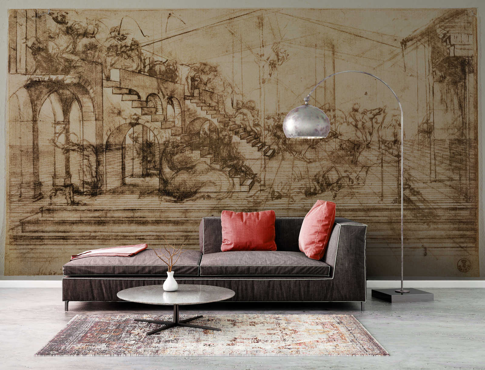 Wandtapete, Wohnzimmer, Kunstwand, Sofa, Kissen